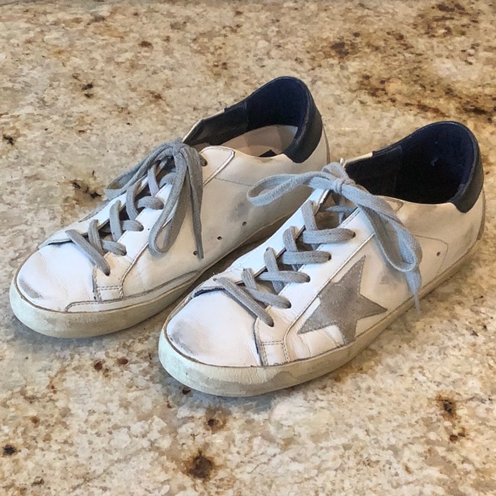 Golden Goose White and Gray Sneakers